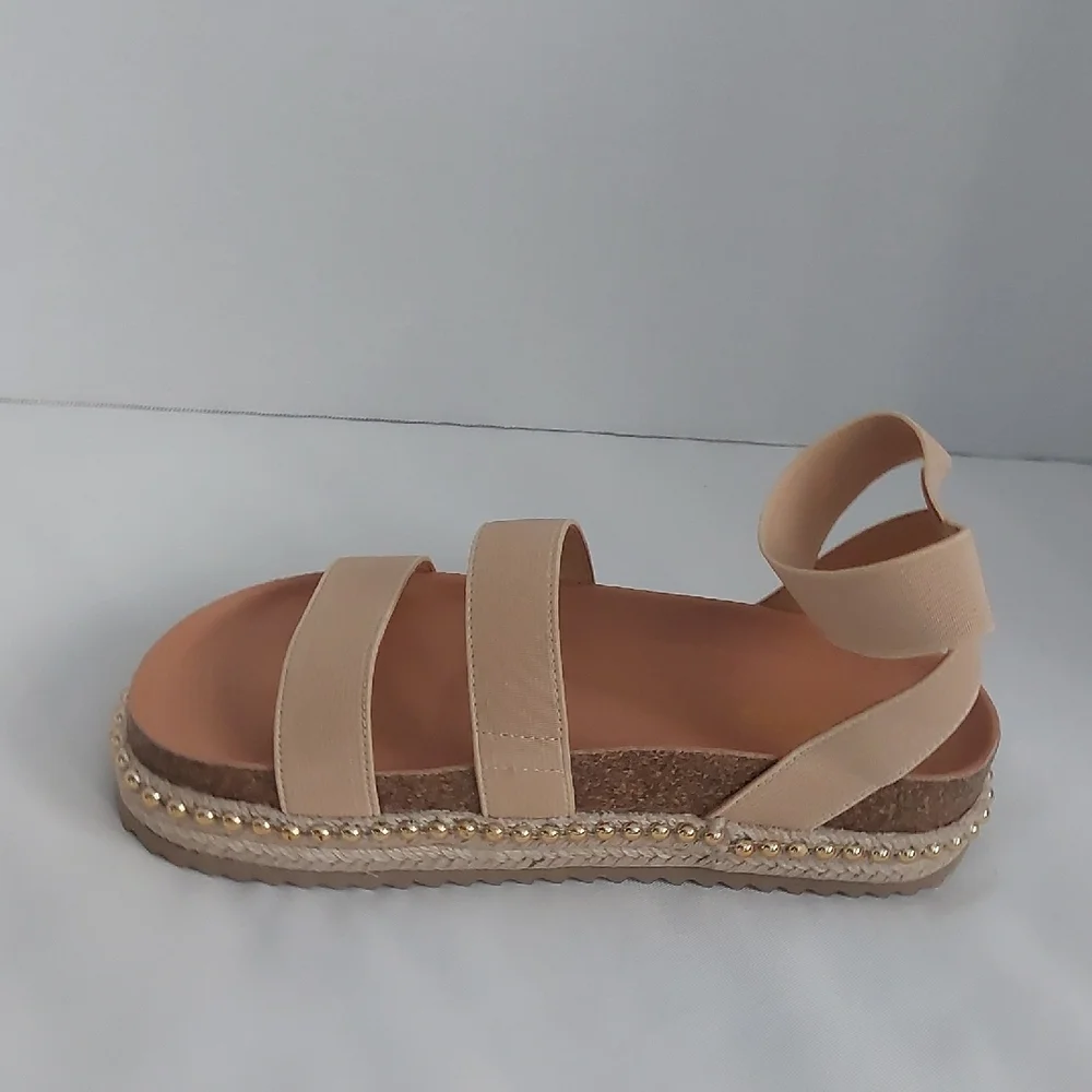 Sonoma Goods For Life Andre Tan Big Girls Stretch Platform Sandals‎ Size 4